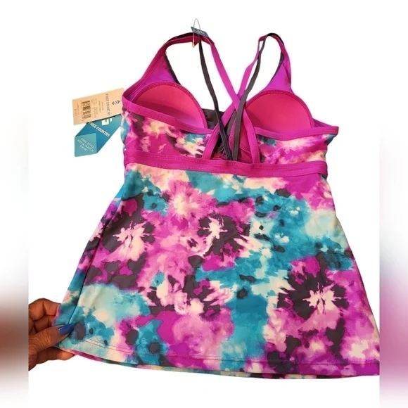 NWT Free Country TikiTieDye Sporty Tankini Small berry and slate colors - Picture 12 of 15